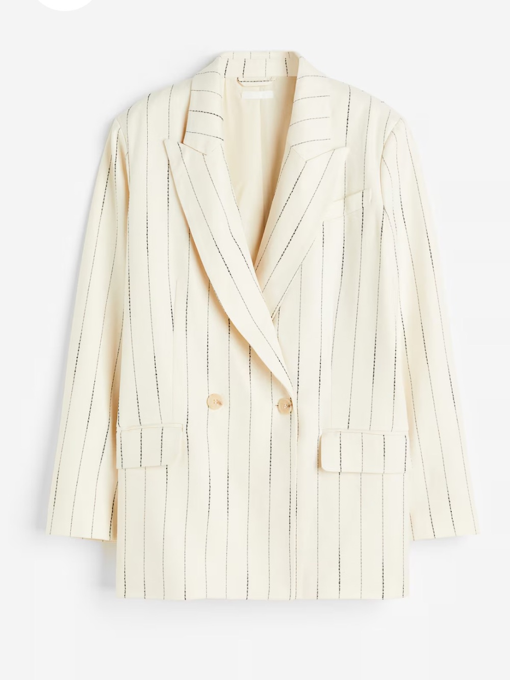 H&M Cream Blazer with Black Pinstripes